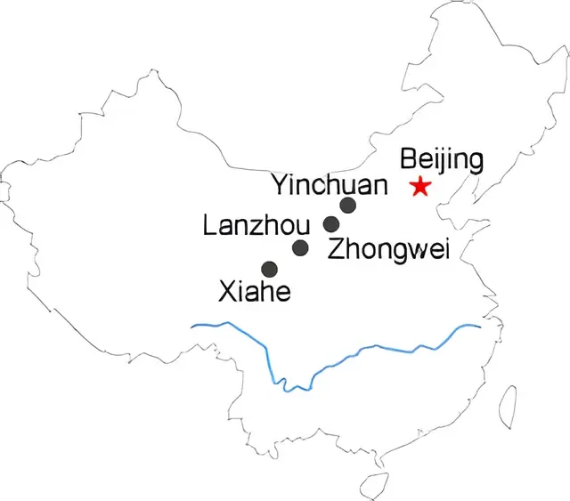 Beijing Lanzhou Xiahe Zhongwei Yinchuan 5-Day Tour Route overview