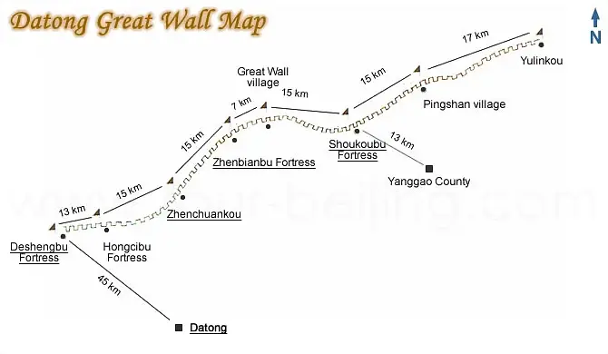 Datong Great Wall Tour Map