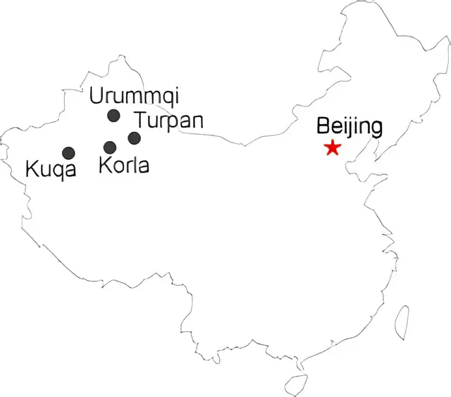 Urumqi Turpan Korla Kuqa 7-Day Tour Route overview