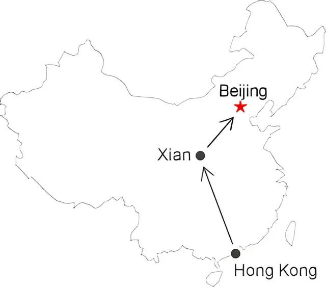 Hong Kong Xian Beijing 7 Day Tour Route overview