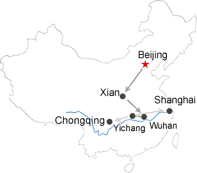 China Ancient Capitals & Yangtze River Cruise Route overview