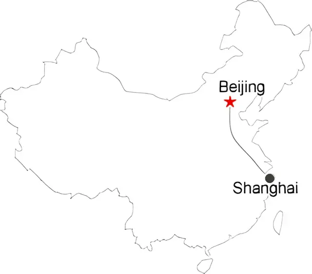 Beijing Shanghai 3 Day Tour by Flight Route overview