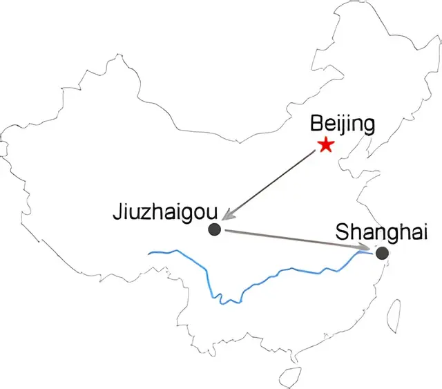 China Fairytale Jiuzhaigou Tour Route overview