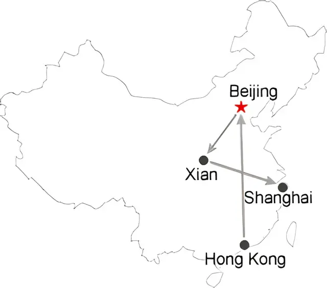 Hong Kong Beijing Xian Shanghai 11 Day Tour Route overview
