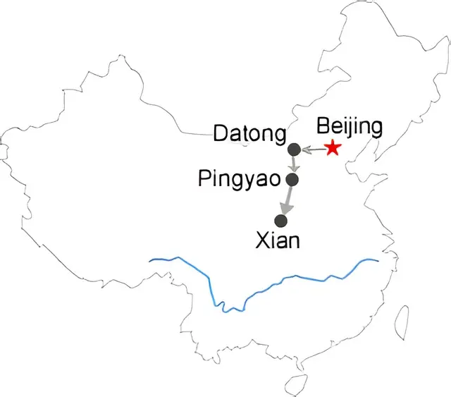 Beijing Datong Pingyao Xian Luoyang 8 Day Tour Route overview