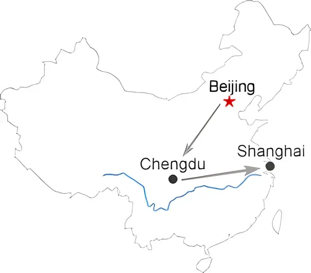 Beijing Chengdu Jiuzhaigou Yangtze Cruise Shanghai 14 Day Tour Route overview