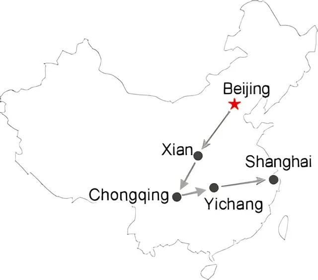 Beijing Xian Yangtze River Shanghai 12 Day Tour By Highspeed Train Route overview
