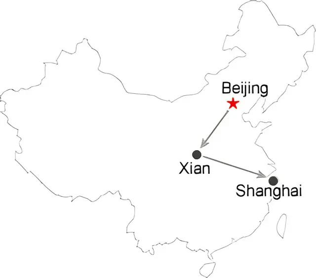 Beijing Xian Shanghai 8 Days Train Tour Route overview