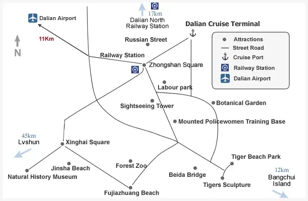 Dalian 3 Day Tour Route overview