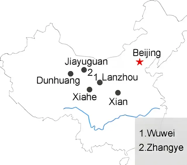 Xian Lanzhou Xiahe Wuwei Zhangye Jiayuguan Dunhuang 8-Day Tour Route overview