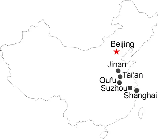 Beijing Tai'an Qufu Suzhou Shanghai 10 Day Tour Route overview