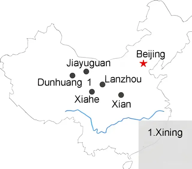 Xian Xining Lanzhou Xiahe Jiayuguan Dunhuang 6-Day Tour Route overview