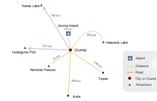 China Silk Road Map ( Xinjiang Section )