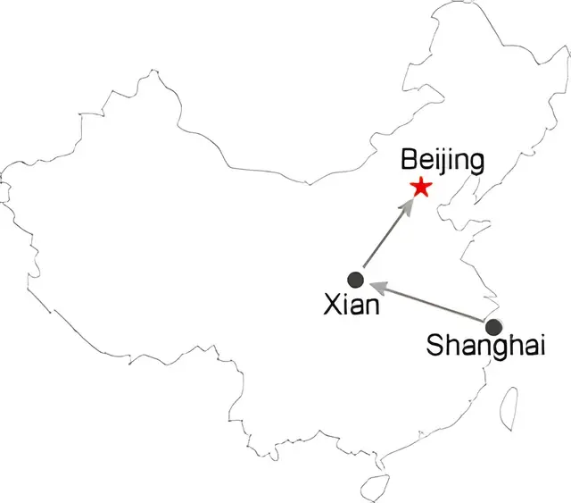 Shanghai Xian Beijing 8 Days Train Tour Route overview