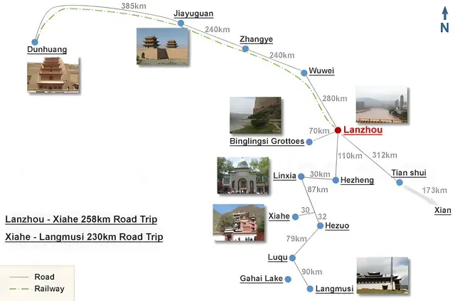 Gansu Tourist Map