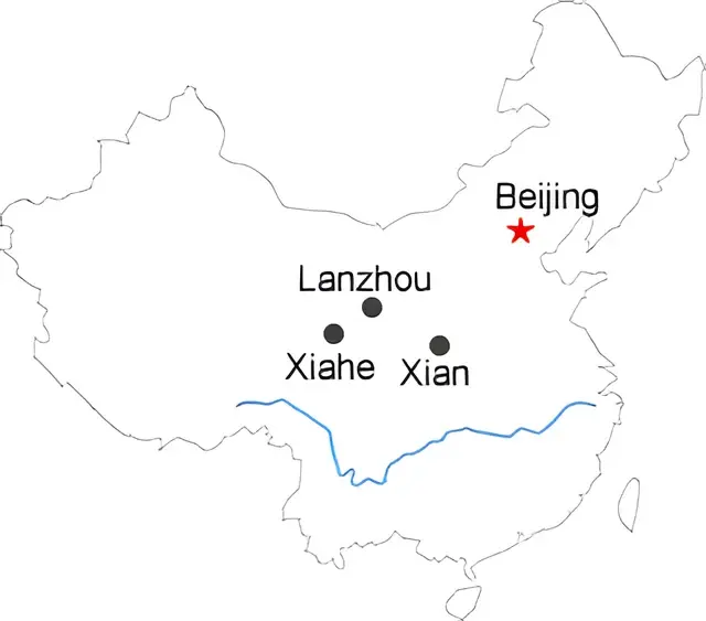 Xian Lanzhou Xiahe 4-Day Tour Route overview