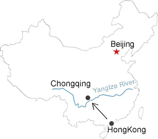 Hong Kong Yangtze River Cruise 4 Day Tour Route overview