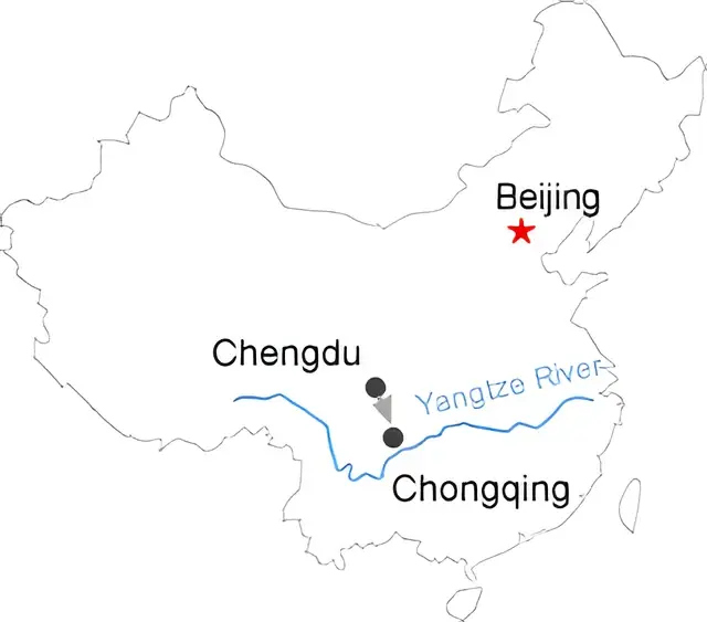 Chengdu Chongqing Yangtze River 8 Day Tour with Bullet Train Experience Route overview