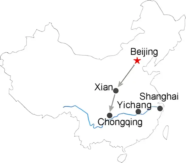 Beijing China Highlight & Yangtze 12 Day Tour Route overview