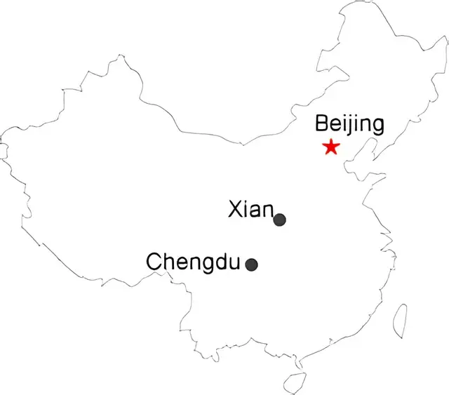 Chengdu Day Tour from Xian by High-Speed Train Route overview