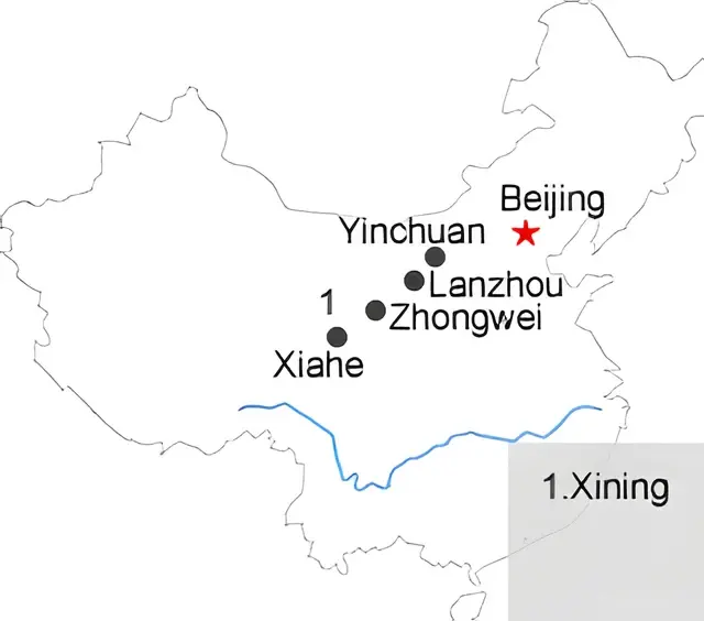 Beijing Xining Lanzhou Xiahe Zhongwei Yinchuan 6-Day Tour Route overview