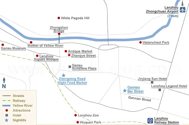 Lanzhou City Tourist Map