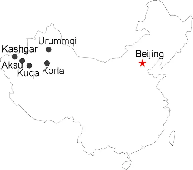Urumqi Korla Kuqa Aksu Kashgar 8-Day Tour Route overview