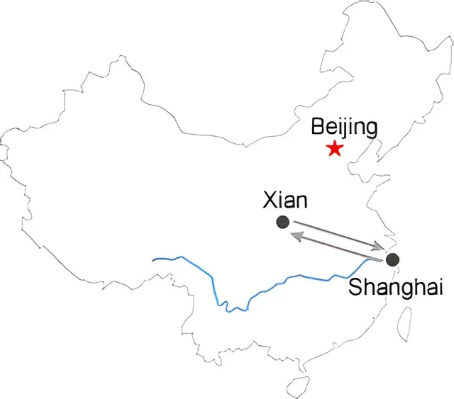 Shanghai Xi'an Day Tour by Train Route overview