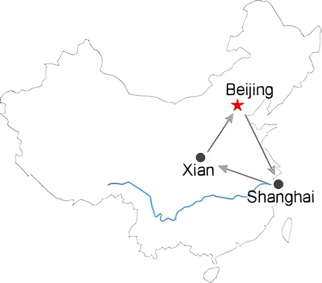 Xian Beijing 3 Day Tours from Shanghai by High Speed Train Route overview