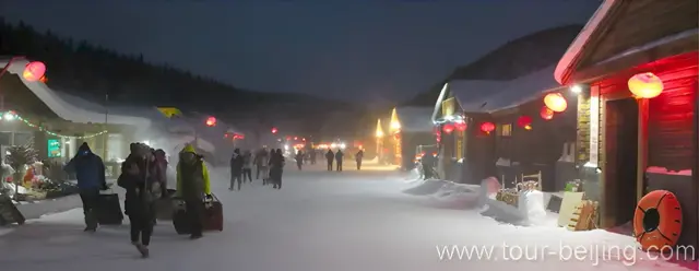 Snow Town at Night