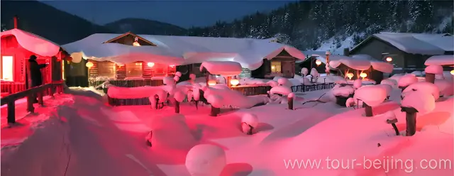 Snow Town at Night