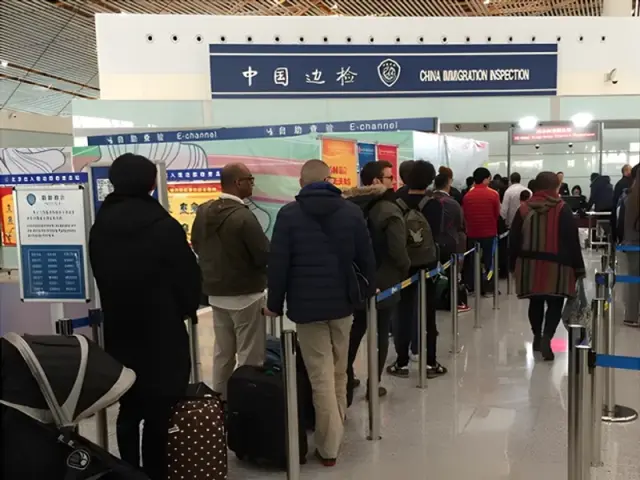 Visa-free Transit Passengers Lining up for Registration