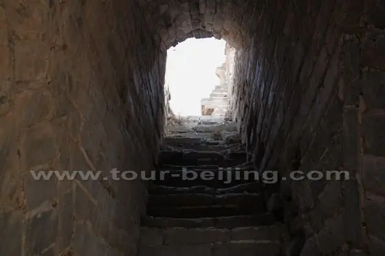 A flight of stairs leading to the second floor of the fort.