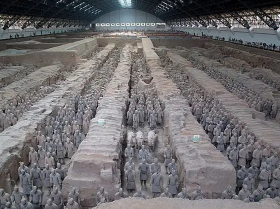A panoramic view of the Terra-Cotta Army found in Pit No.1