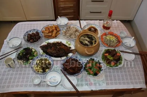 A table of new year eve' dinner for four of us.