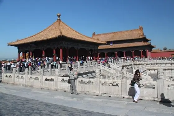 After the Palace of Supreme Harmony, you enter the courtyard where the Hall of Central Harmony and the Hall of Preserving Harmony.