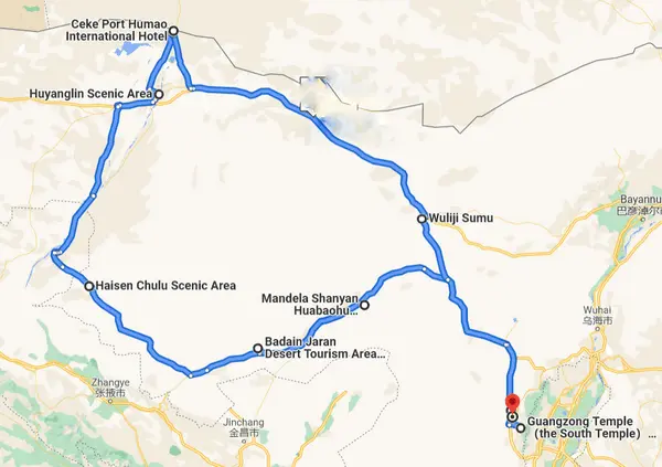 The Alxa League Major Attraction Map ( Google Map)