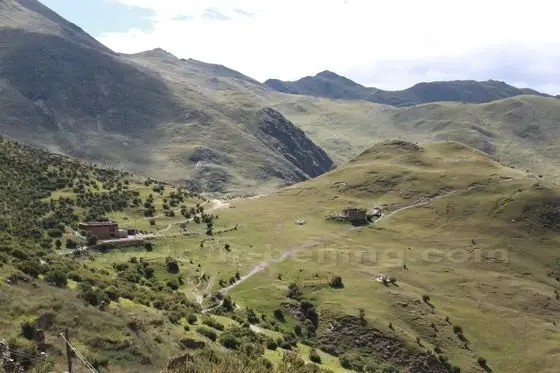 Alpine meadow on the mountain opposite the mountain where Drak Yerpa is located.