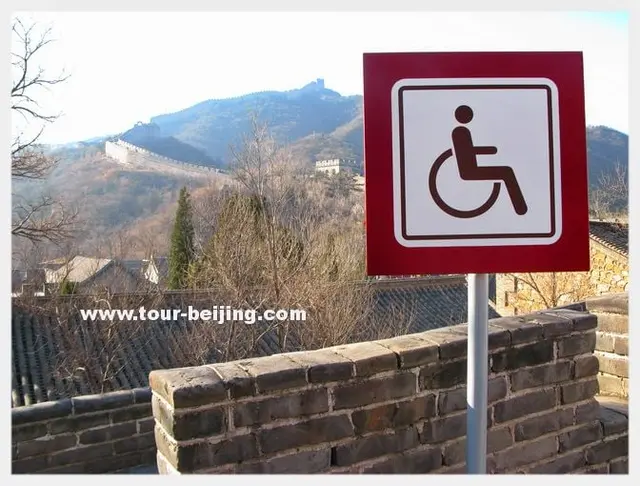 The red sign for accessible wheelchair users