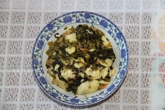 Bamboo roots and saltds shrimps with salted vegetable