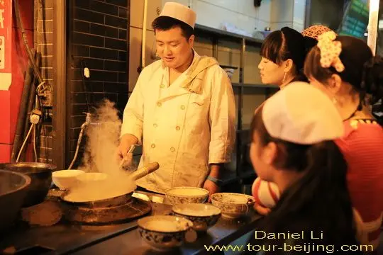 Lining up for bean noodle soup
