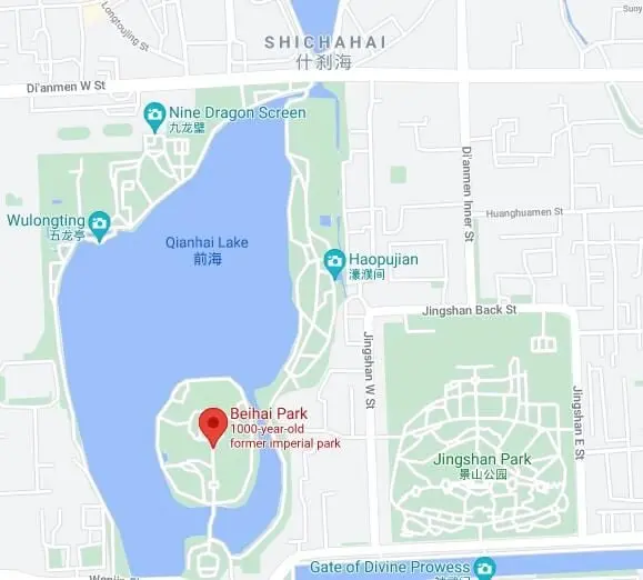 Beihai Park to the west of Jingshan Park ( Google)
