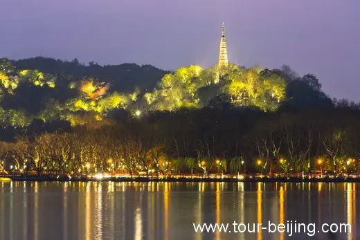 Illuminated West Lake in Hangzhou