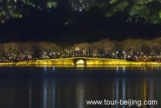 Illuminated West Lake in Hangzhou