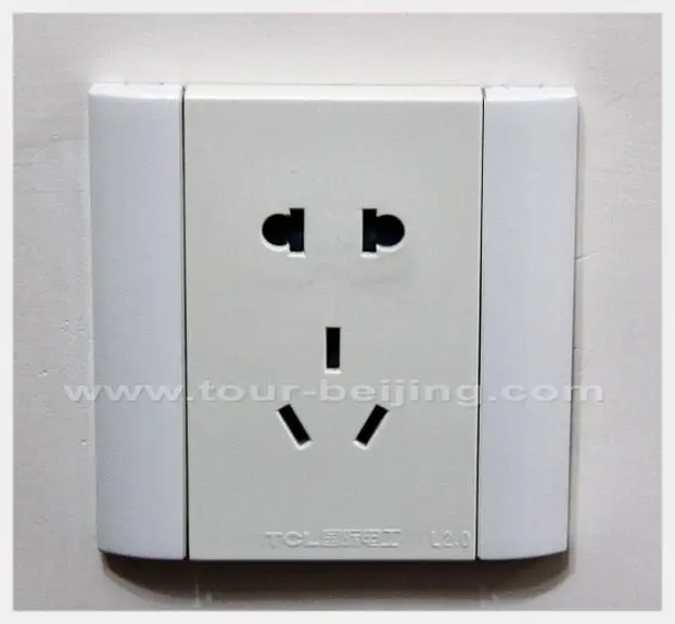 The upper two-round pin Socket and three flat pins Socket on the lower part