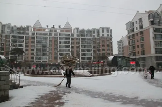 Cleaning the snow in the middle of my housing area.