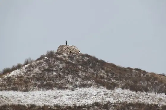 Climb up the round stone mound on the top