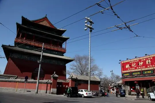 The restaurant is just below the east side of Drum Tower