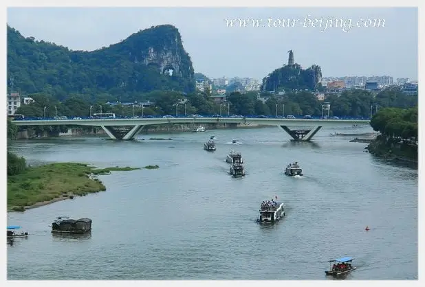 Huo Hill and Folded Brocade Hill seen from the north of the hill.
