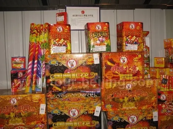 Fireworks and firecrackers on sale in the outlet.